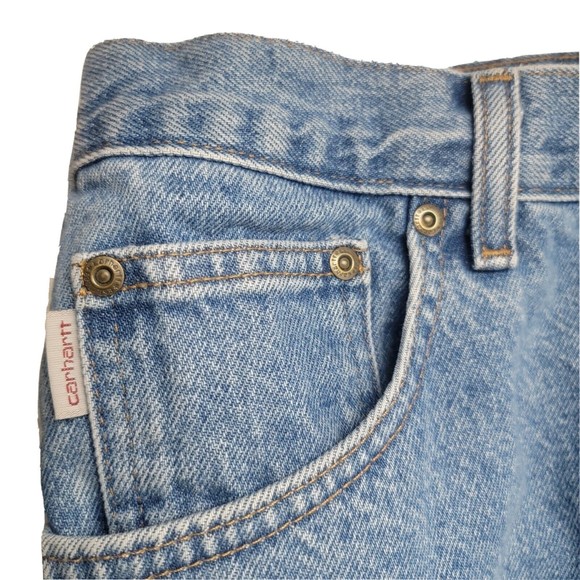 Carhartt Men's Relaxed Fit Blue Jeans B17-STW Blue Denim Medium Wash Size 48x30 - Picture 3 of 10